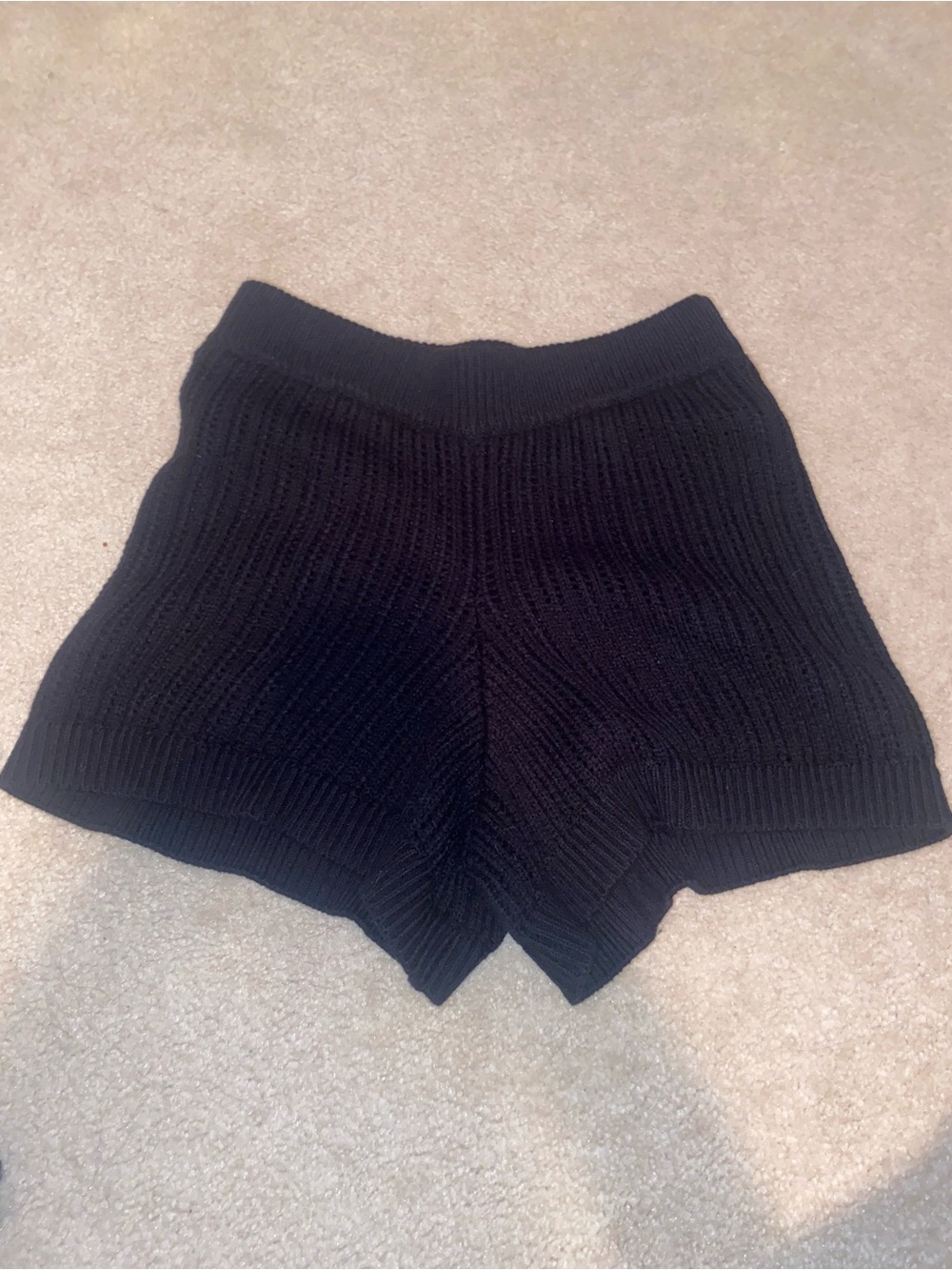 House of Harlow 1960 Black Ribbed High-Waist Knit Bike Shorts